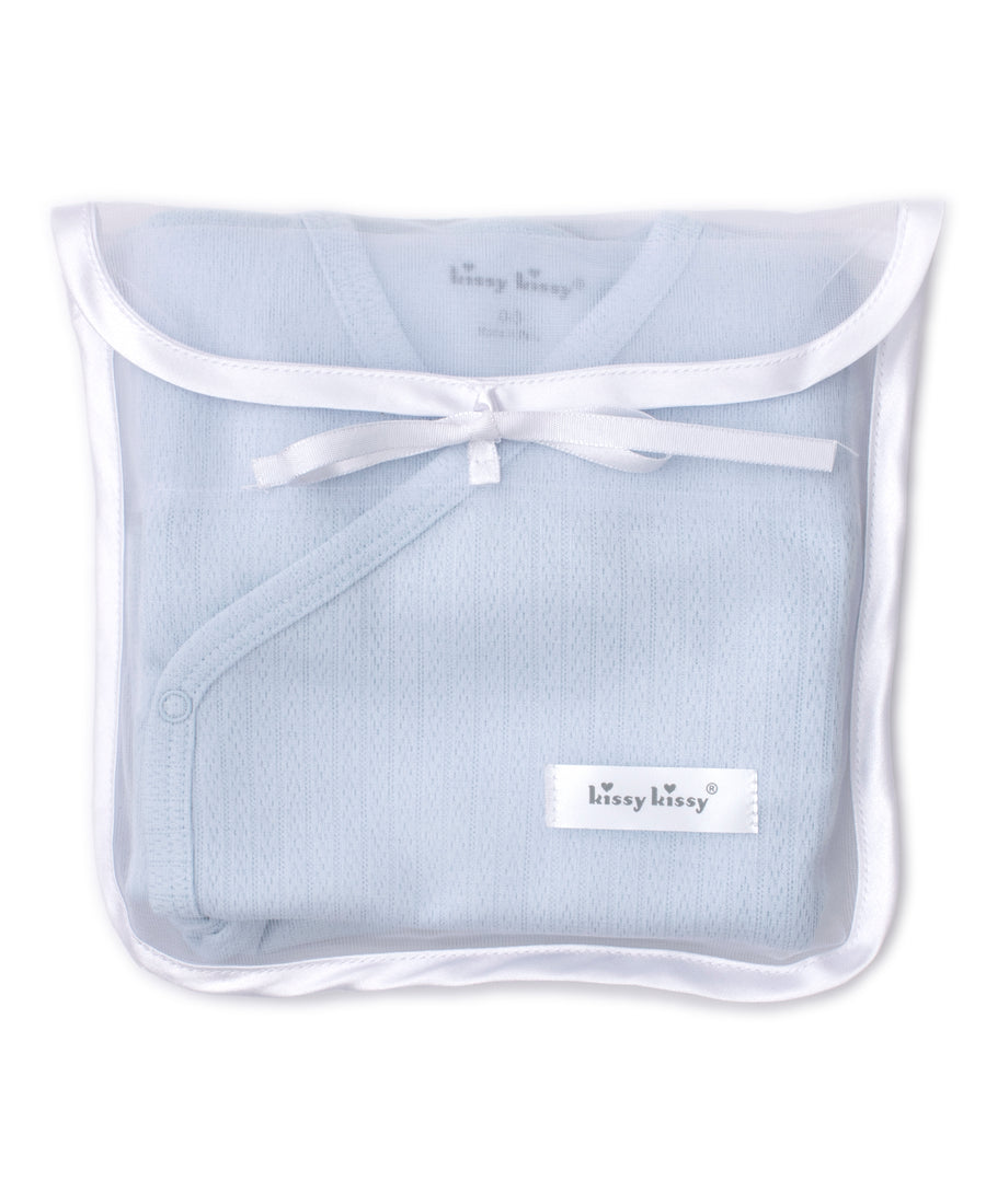 baby blue kissy pointele set w/tulle bag