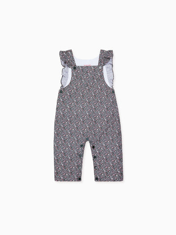 baby girl green floral delphina dungarees