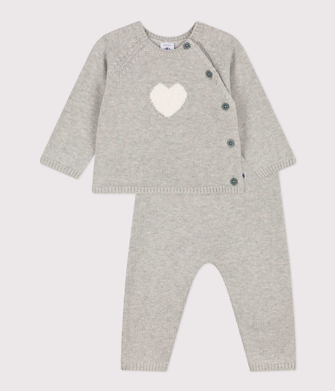 baby girl grey heart knit sweater & pant set