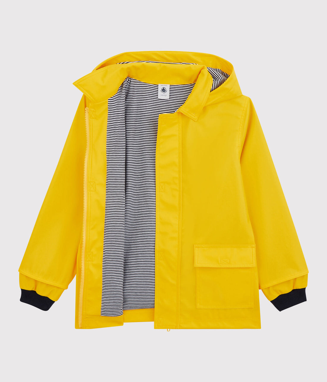baby yellow hooded rain jacket