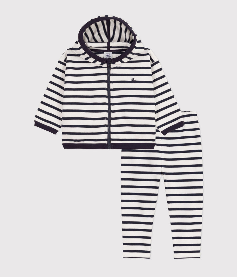boys navy white 2pc hoodie & pant set