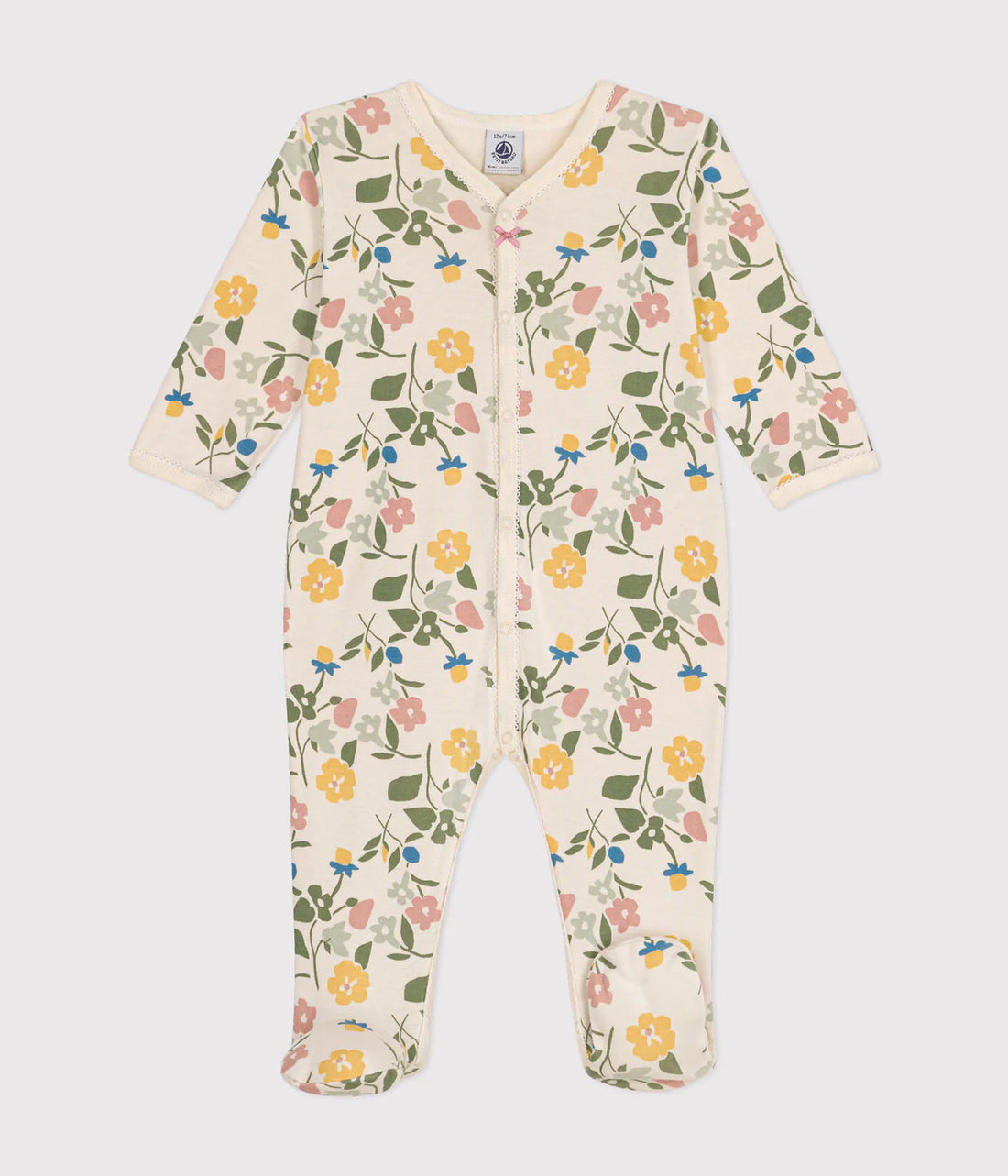 front snap flowers footie