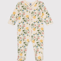 front snap flowers footie