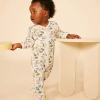 front snap flowers footie