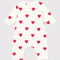 front-snap heart print footie