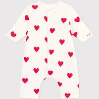 front-snap heart print footie