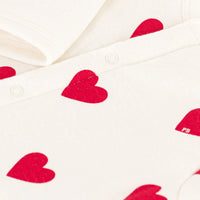 front-snap heart print footie