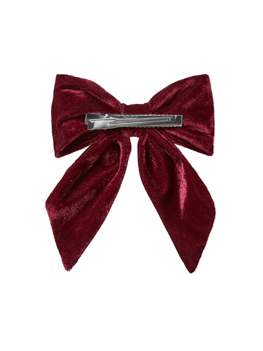 long velvet bow clip burgundy