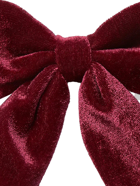 long velvet bow clip burgundy