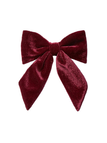long velvet bow clip burgundy