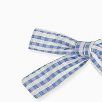 soft ribbon bow clip blue gingham