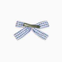 soft ribbon bow clip blue gingham