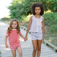 stripe terry short set