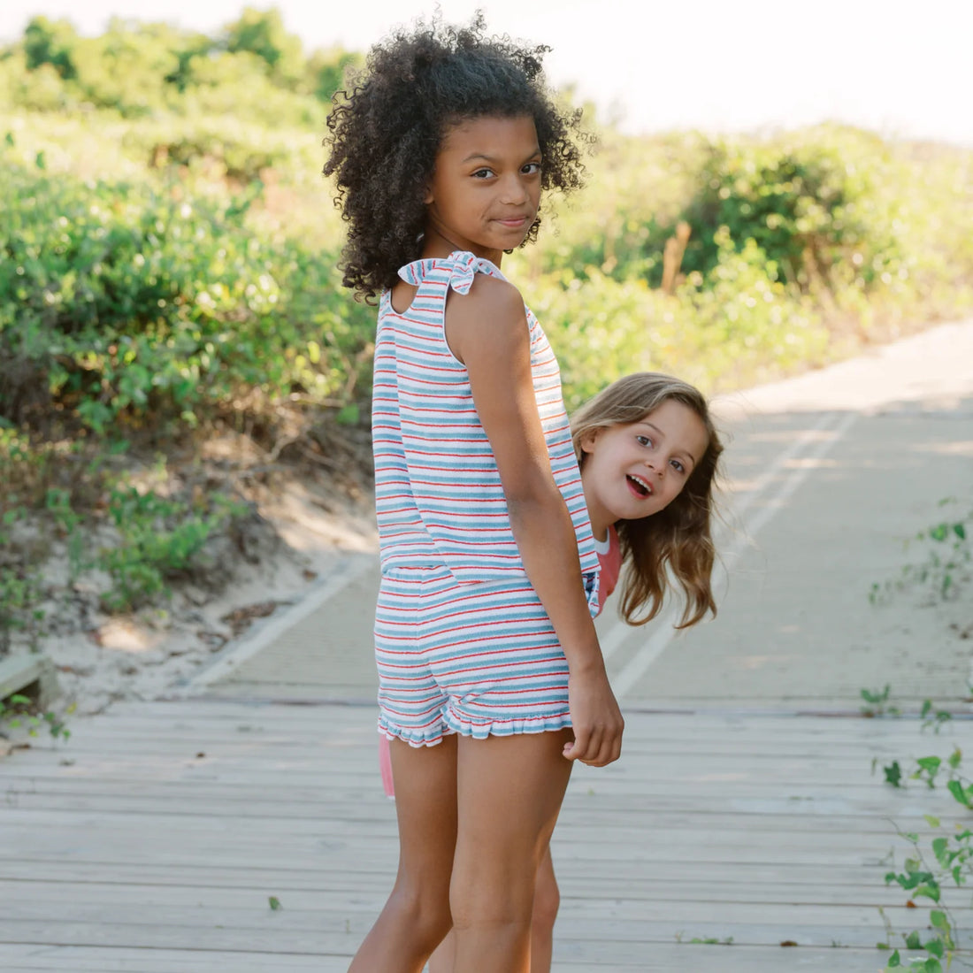 stripe terry short set
