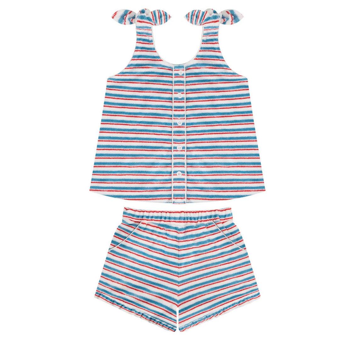 stripe terry short set