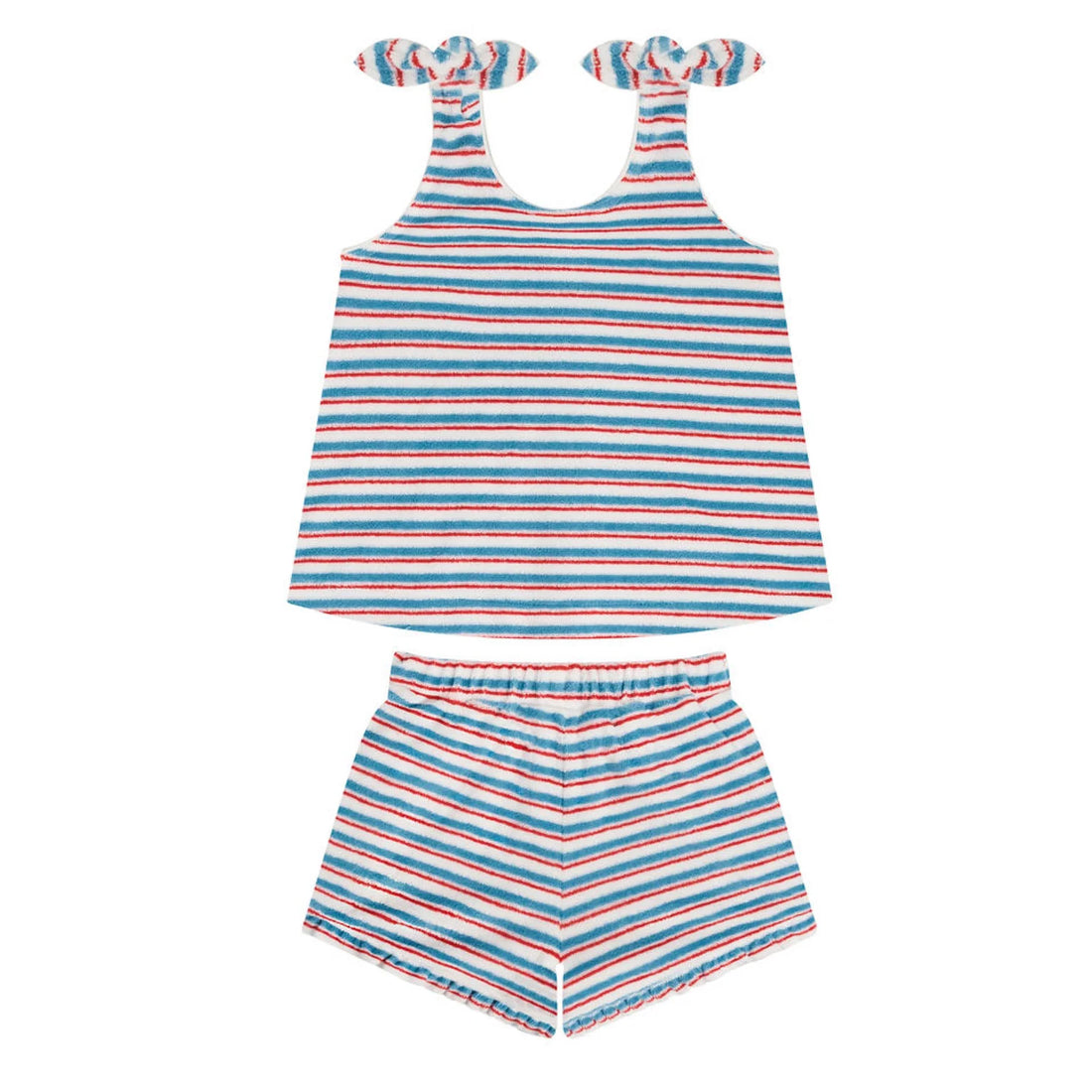 stripe terry short set