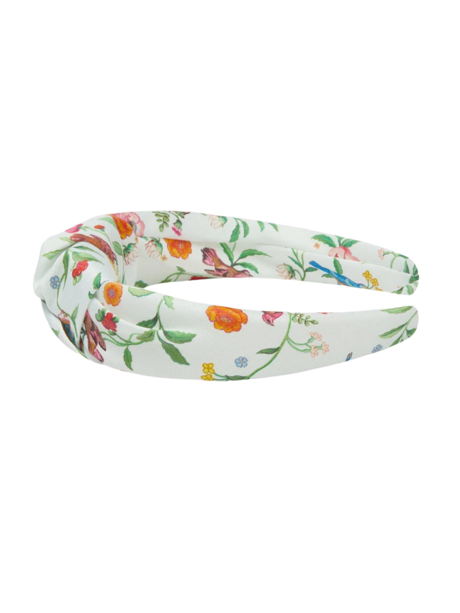 knot headband ivory bird floral