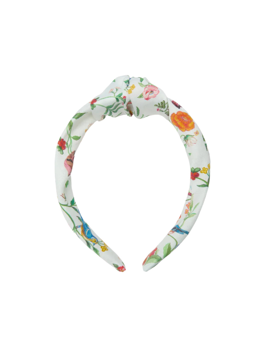knot headband ivory bird floral