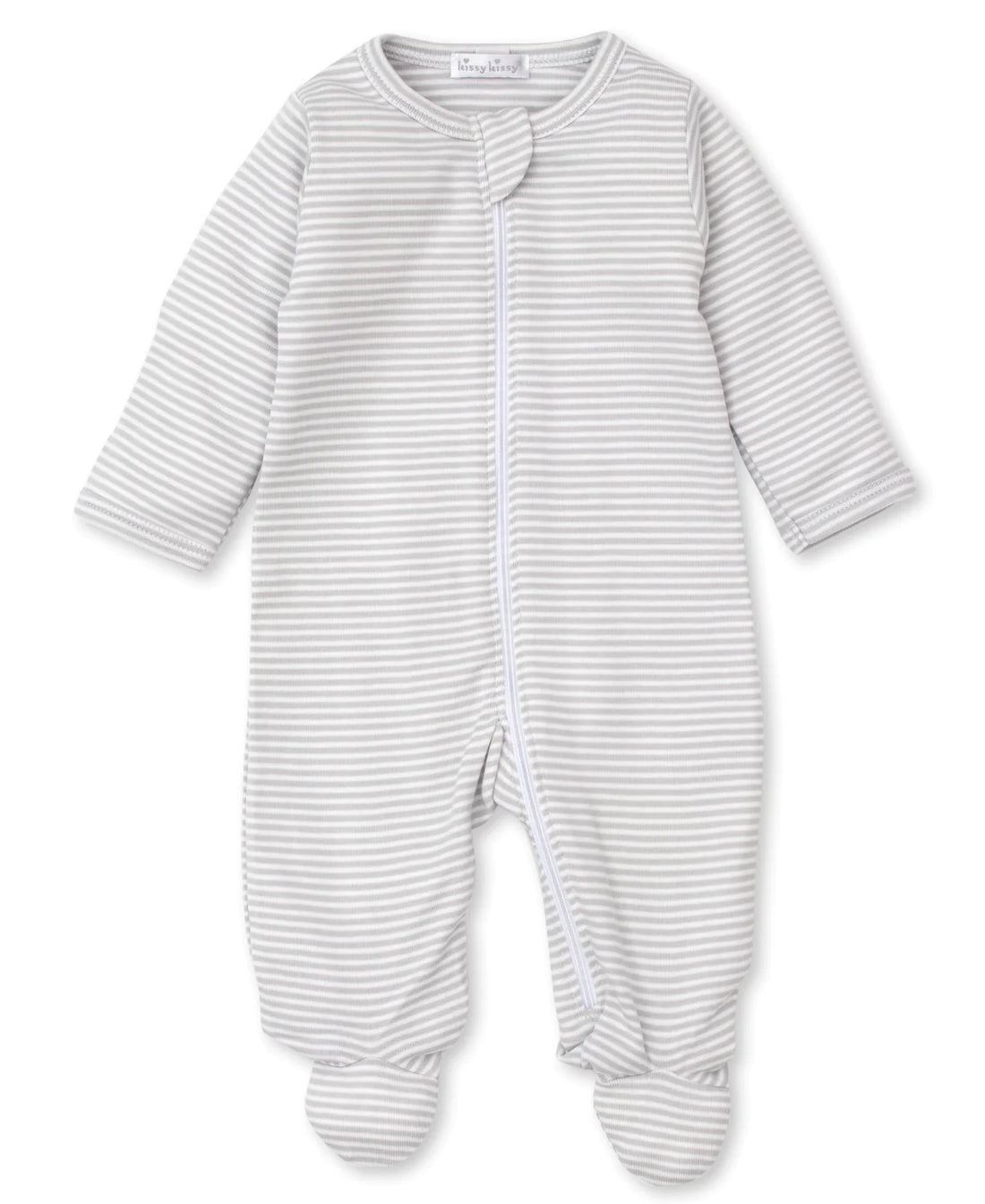 stripes footie with zipper