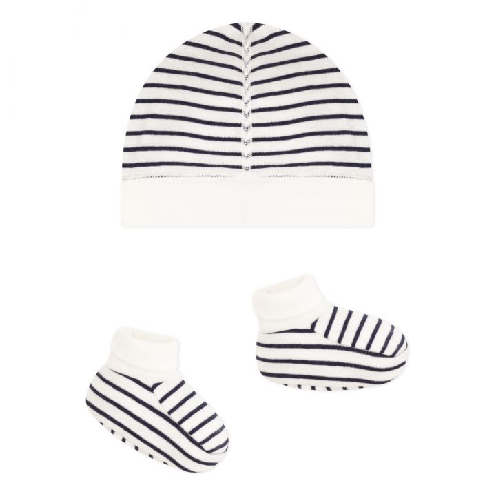 stripe hat & booties set