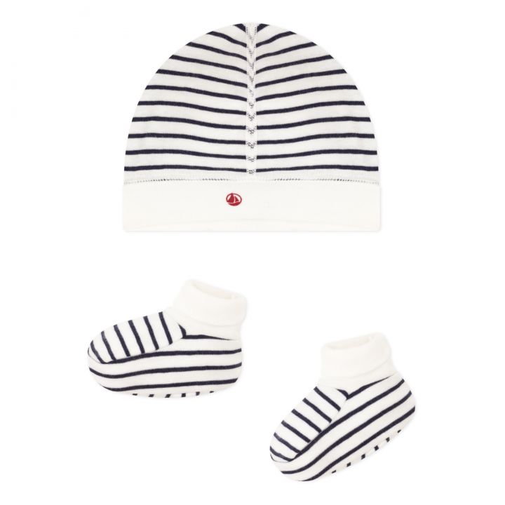 stripe hat & booties set