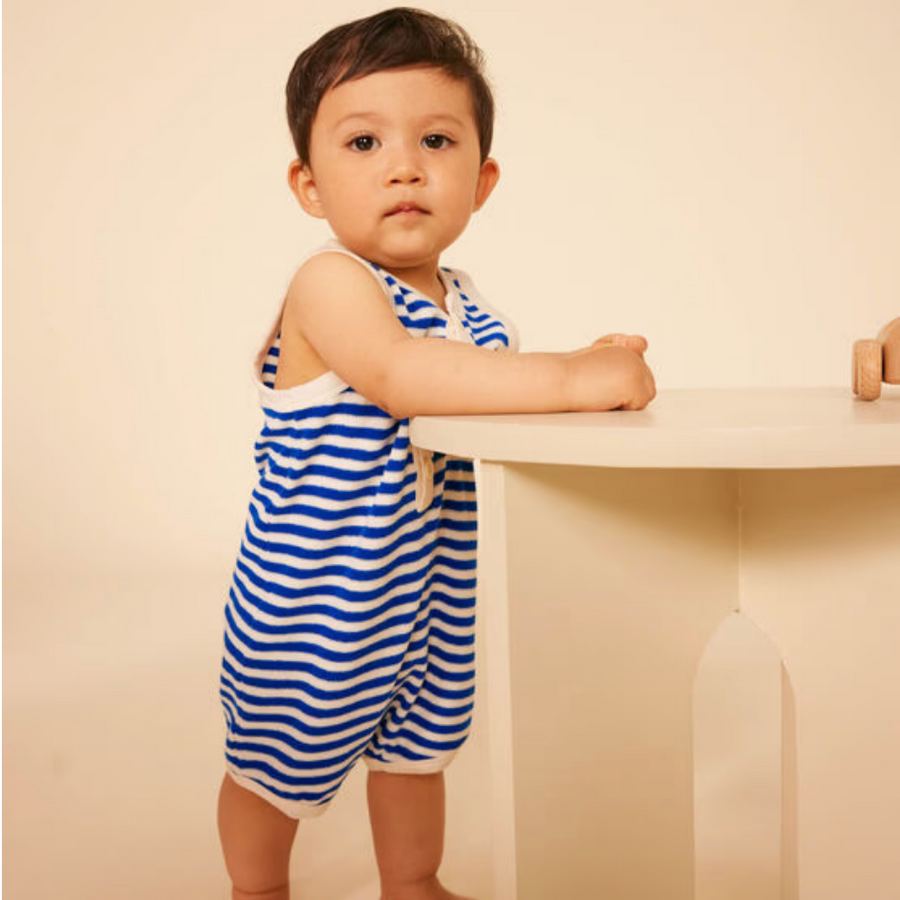 ss terry striped romper