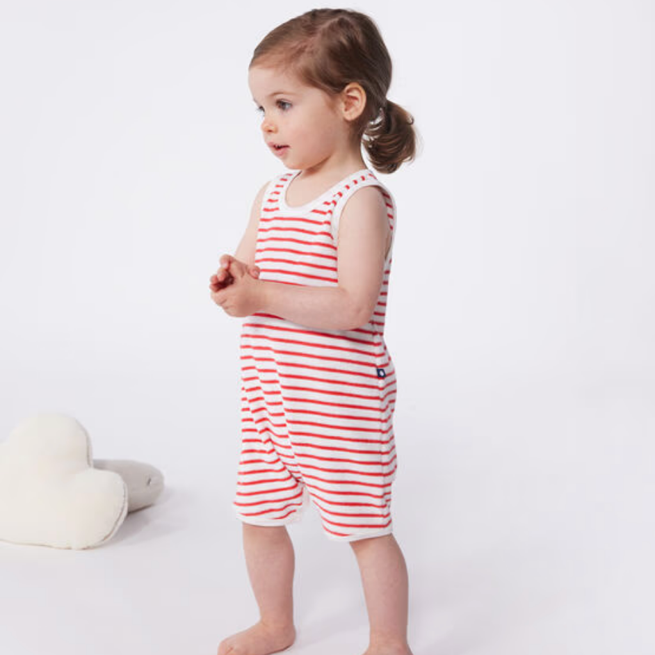 sleeveless stripe romper