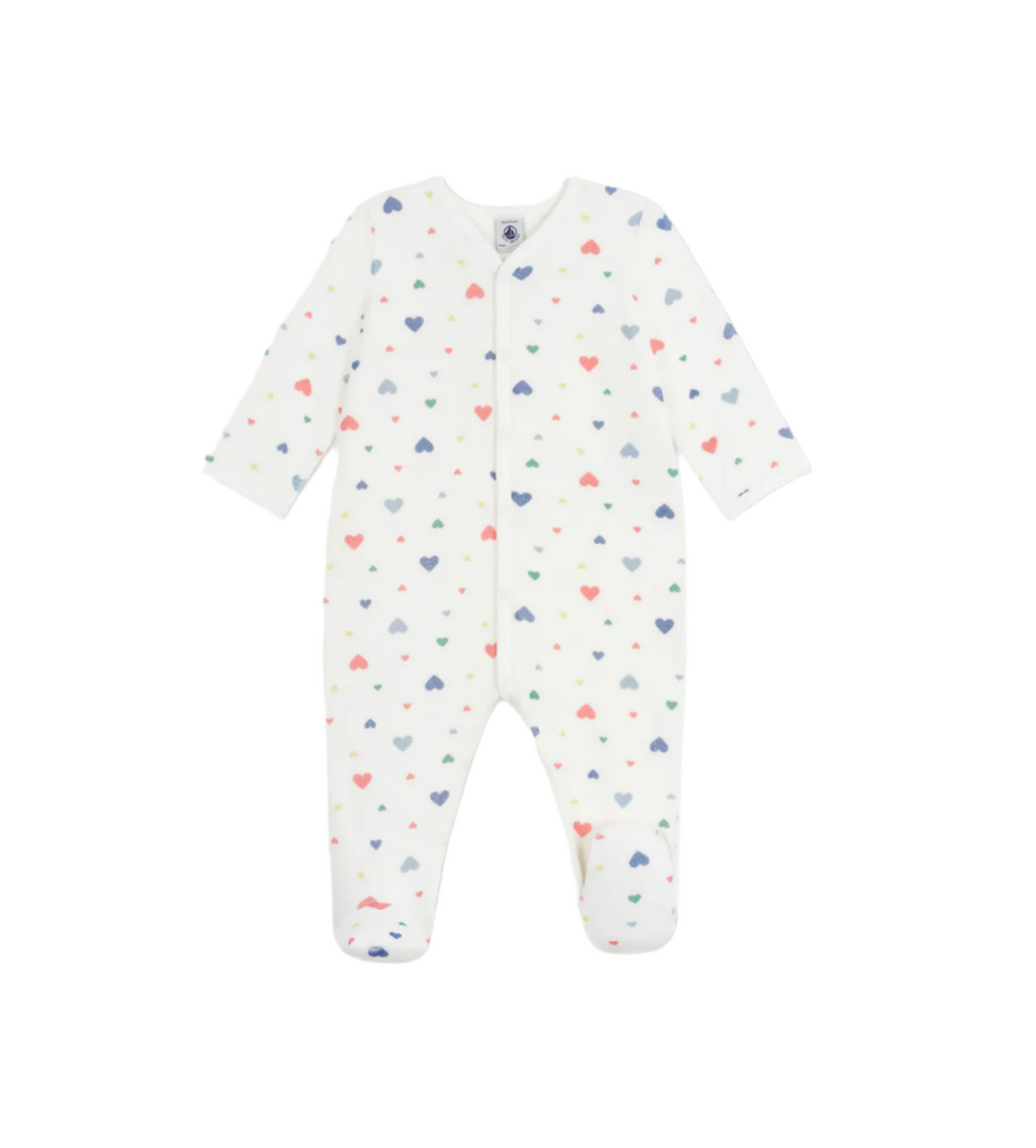 velour multi hearts footie