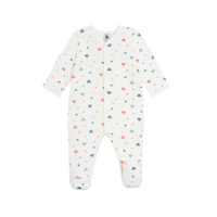 velour multi hearts footie