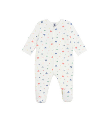 velour multi hearts footie