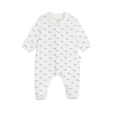 velour whale footie
