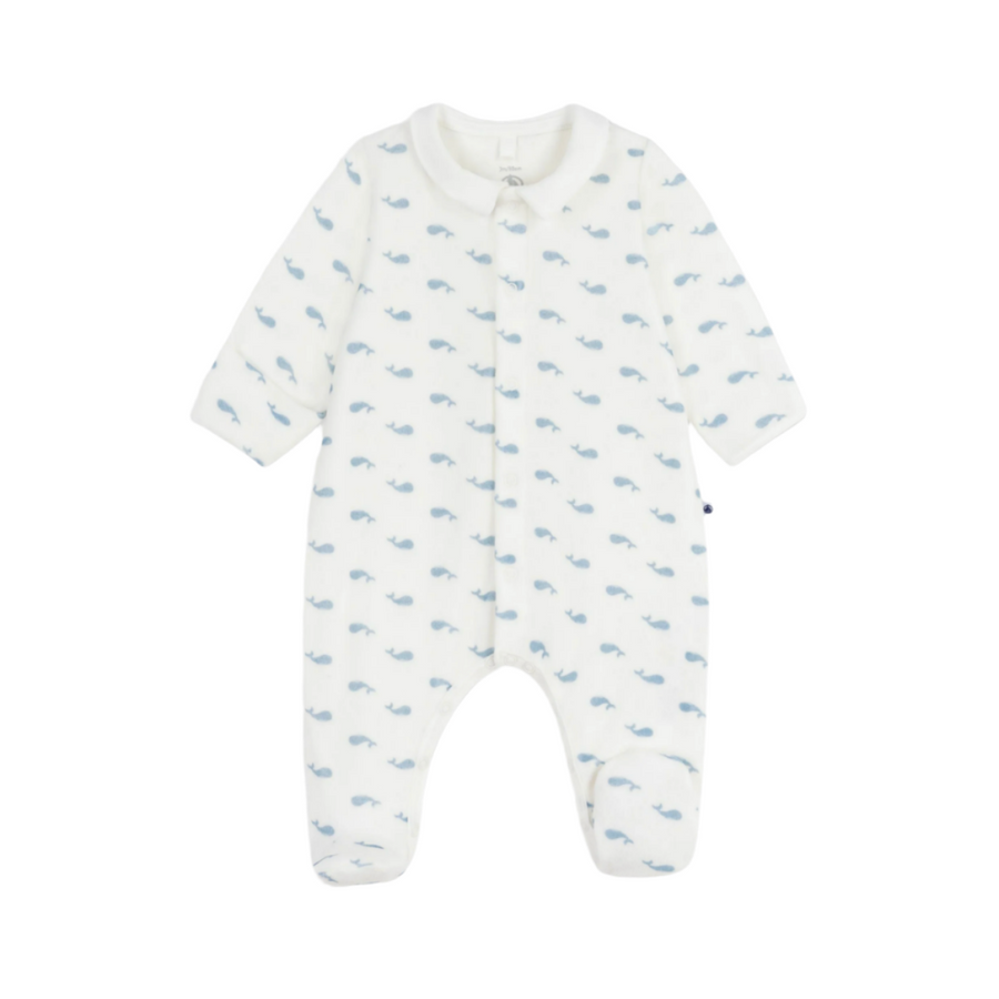 velour whale footie