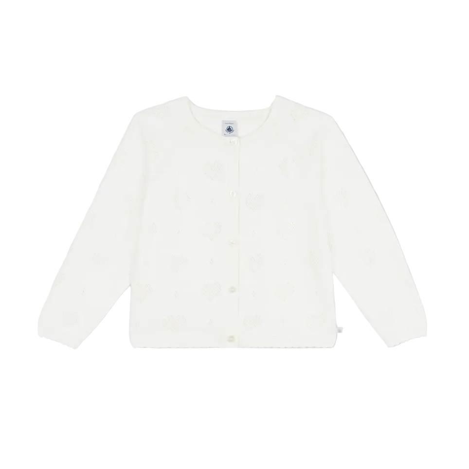 pointelle heart cardigan