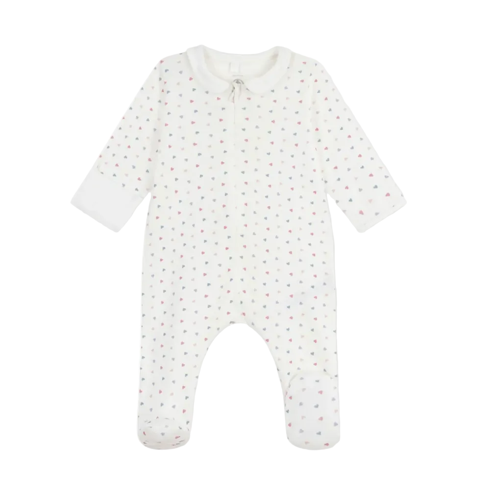 multi heart collar footie