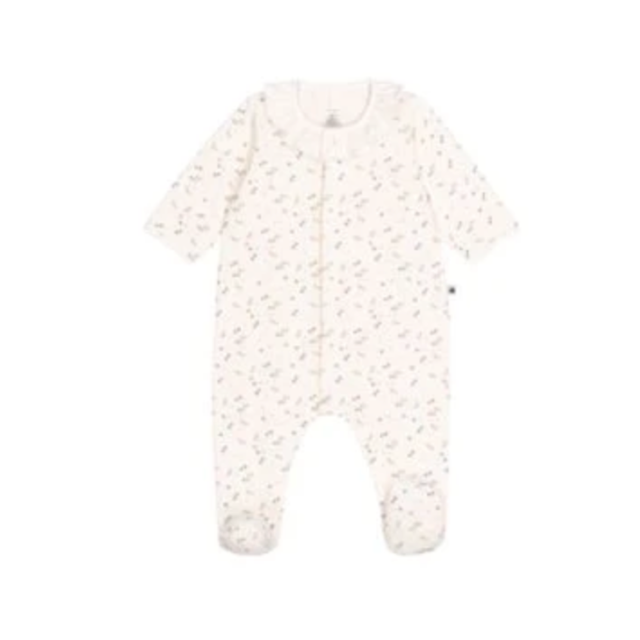 velour floral collar footie