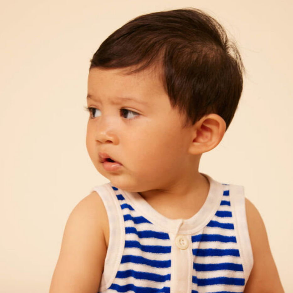 ss terry striped romper