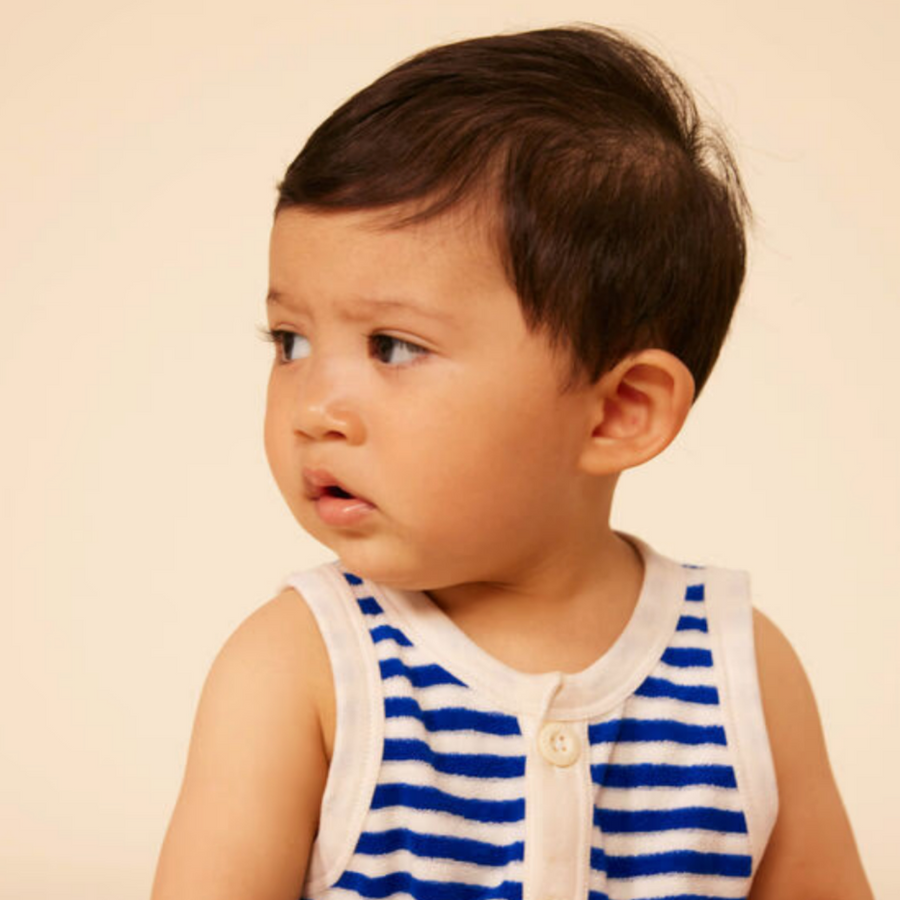 ss terry striped romper
