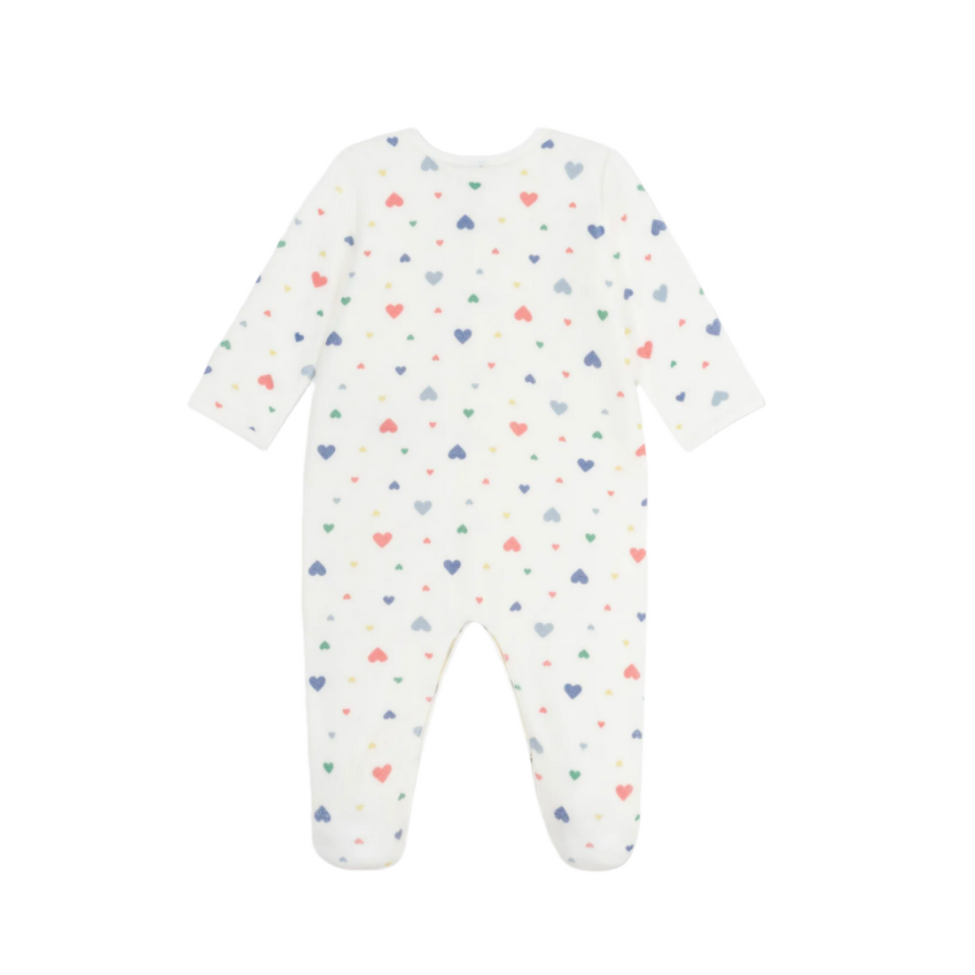 velour multi hearts footie
