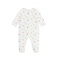 velour multi hearts footie