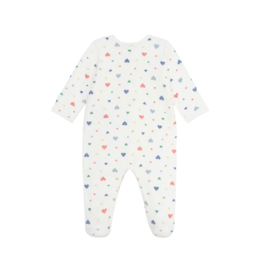 velour multi hearts footie
