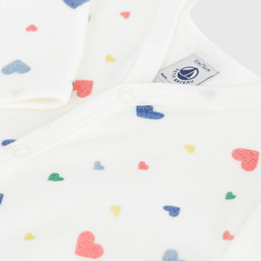 velour multi hearts footie