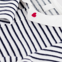 stripe heart collar footie