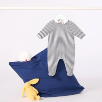 stripe heart collar footie