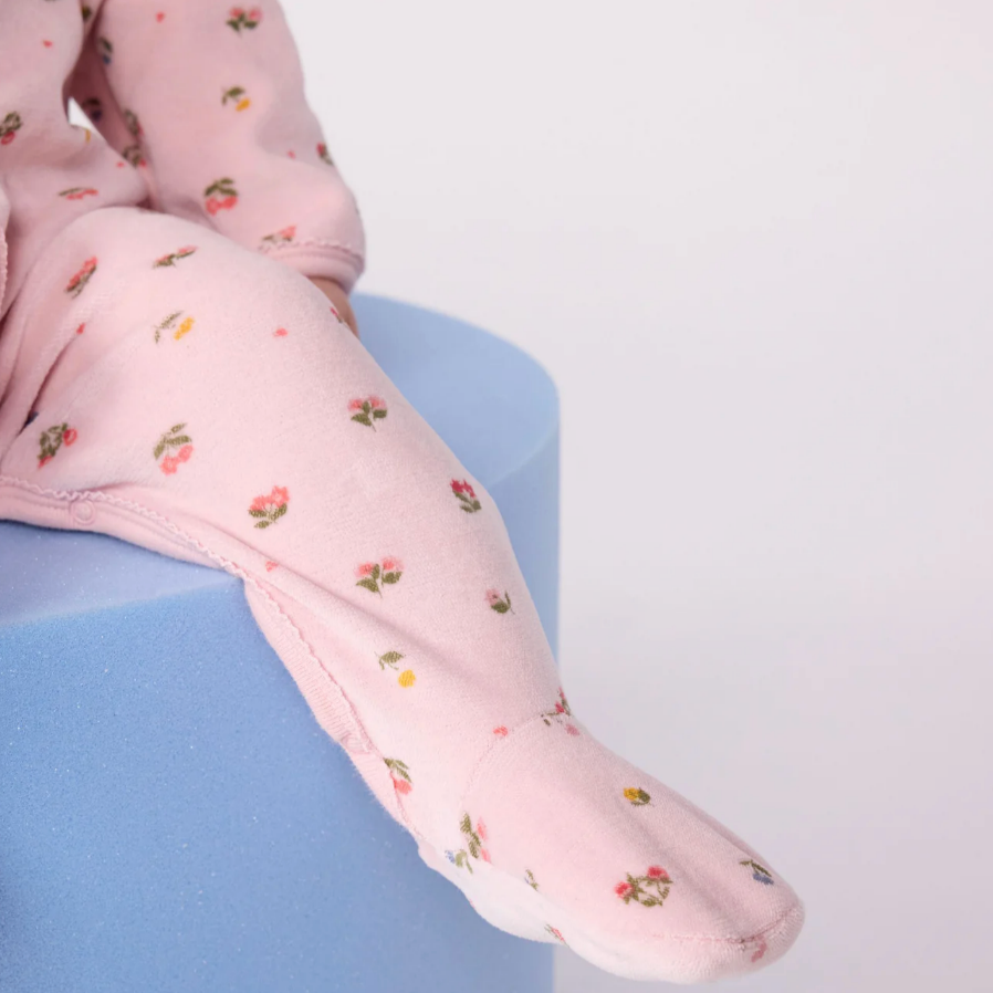 velour floral footie