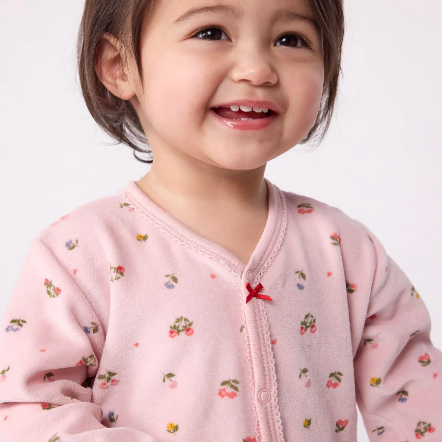 velour floral footie