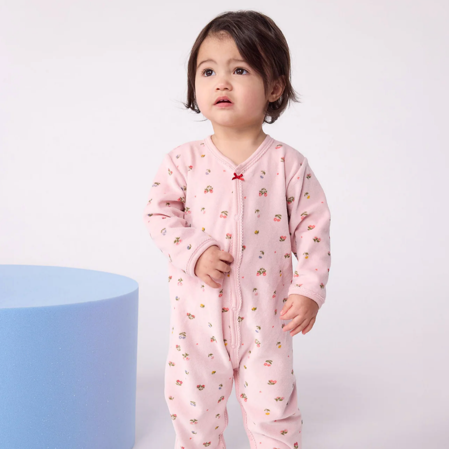 velour floral footie
