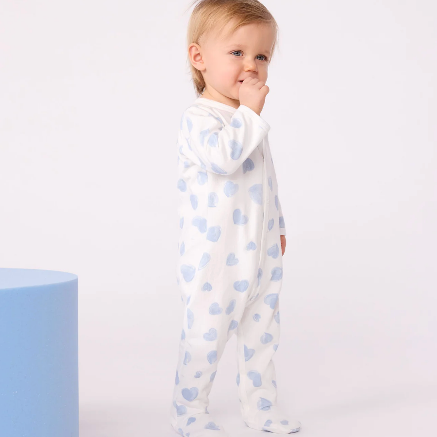 heart print footie