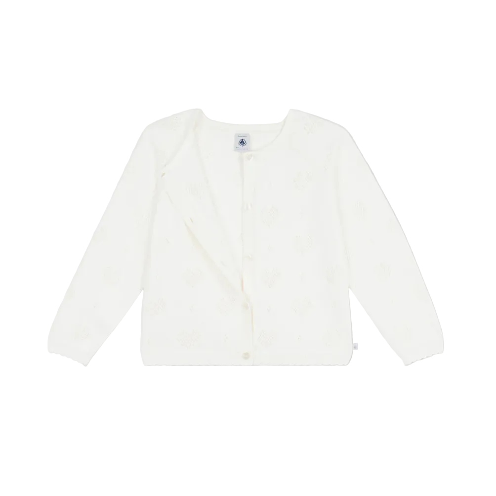 pointelle heart cardigan