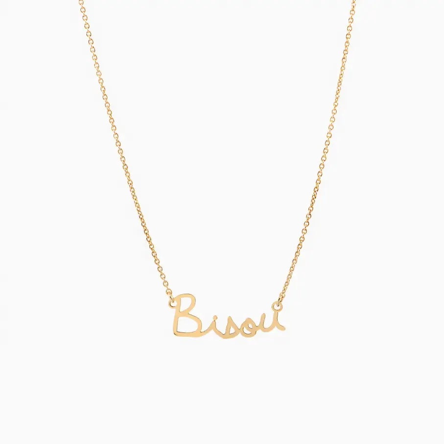 bisou word kiss necklace