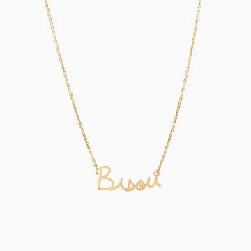bisou word kiss necklace